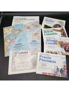 Vintage National Geographic Canada Map Lot 1961 1967 Quebec BC Atlantic